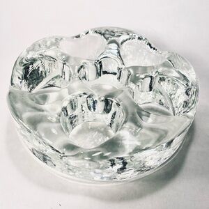 Vintage MCM Pilgrim Clear Wavy Crystal Glass 6 Hole Votive Candle Holder